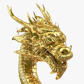 3D Golden Chinese Dragon Rigged for Maya
